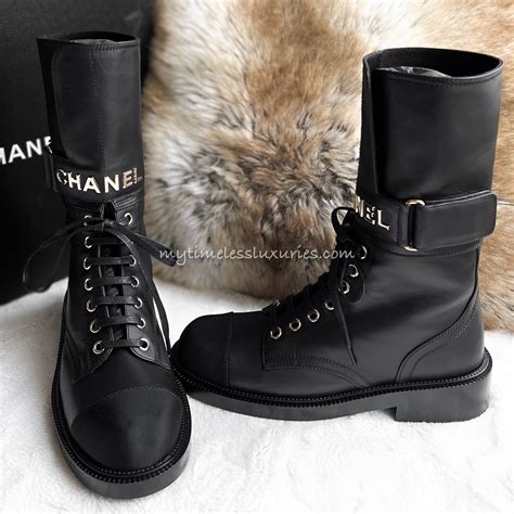 chanel boots knee high|chanel lace up combat boots.